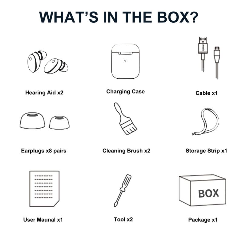 Osynliga Laddningsbara Hörsel förstärkare med Trådlös Laddningslåda Carvallo