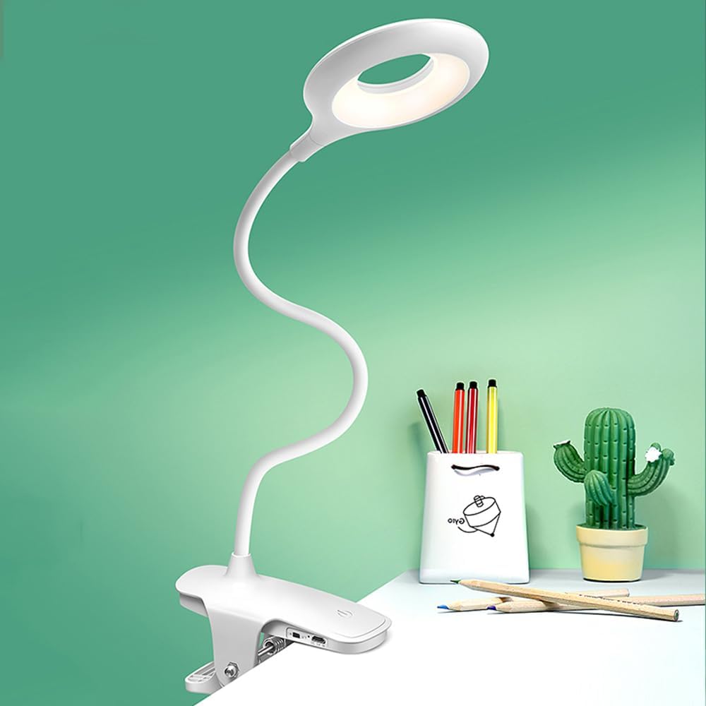 Uppladdningsbar LED-bordslampa med klipp – Justerbar skrivbordslampa för hemmakontor och studier Carvallo