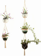 Makramé växtupphängare av bomullssnodd - Stilig upphängning för krukor Carvallo
