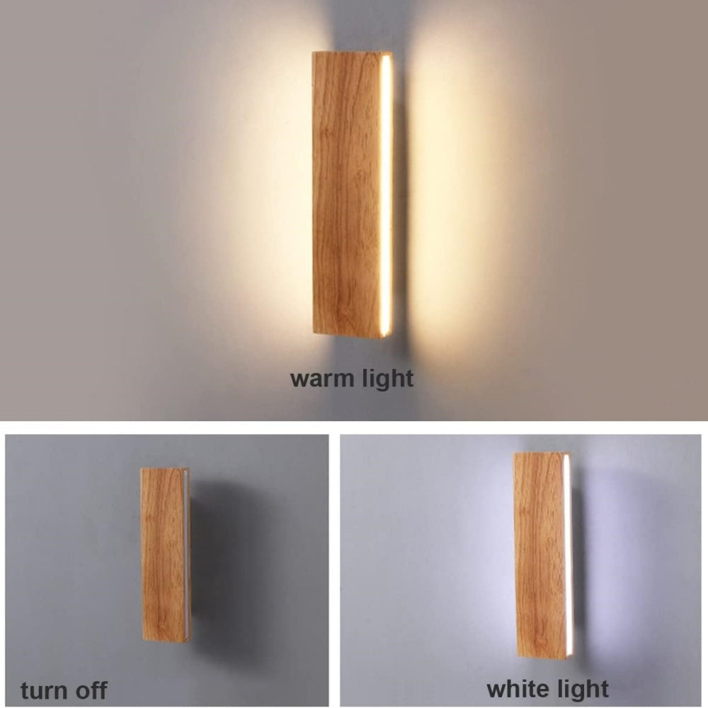 Vägglampa med roterbar trä-LED-design Carvallo