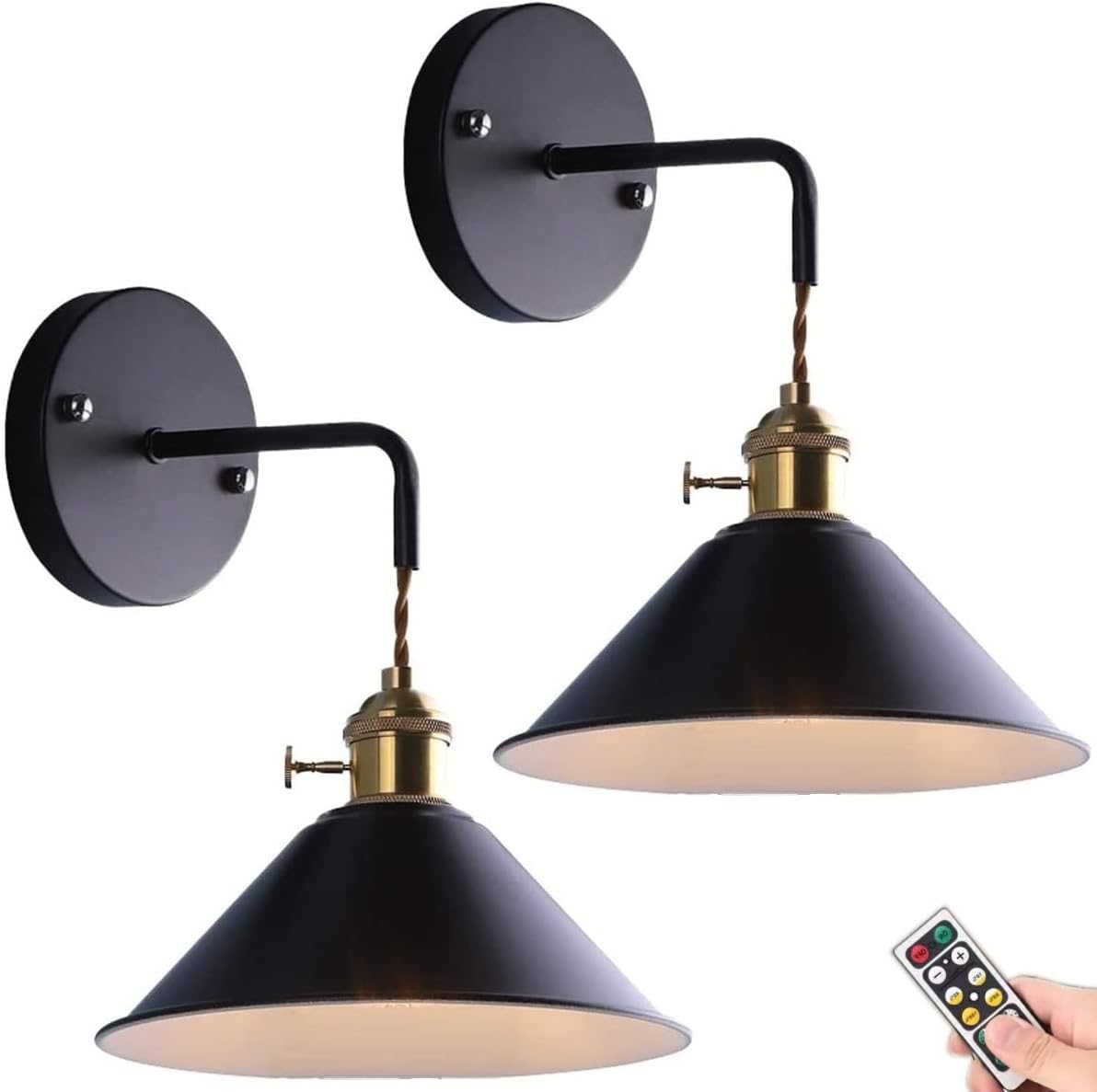 Royallure Trådlös Vägglampa Set om 2 med Fjärrkontroll – Dimmbar RGB Vägglampor med Timer & Minne Funktion Carvallo