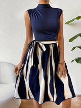 Damklänning i Lapptäcksstil med Bälte och Mönster - 100% Bomull Hemnix