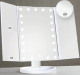 Luxora Tri-Fold Led Smink Spegel Med Ljus 2X 3X 10X Carvallo
