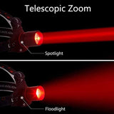 Återuppladdningsbar LED-huvudlampa med vitt, rött och grönt ljus – Kraftfull pannlampa med USB och batteri Carvallo