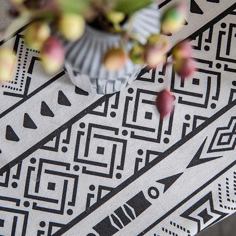 Geometrisk Fringe Gardin Semi Mörkläggande Draperier i Bomullsblandning Carvallo