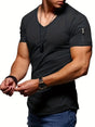 Herr T-shirt V-ringning Casual Bomull Hemnix