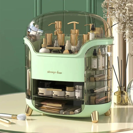 Transparent Desktop Makeup Organizer – Stort kapacitet dammavvisande smycke- och kosmetikaförvaringslåda Carvallo