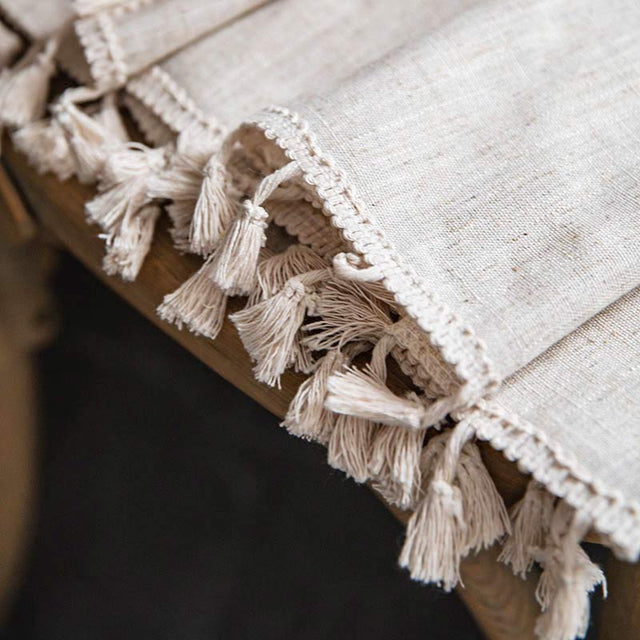 Boho Tussle Beige Ljusfilter Gardin Carvallo