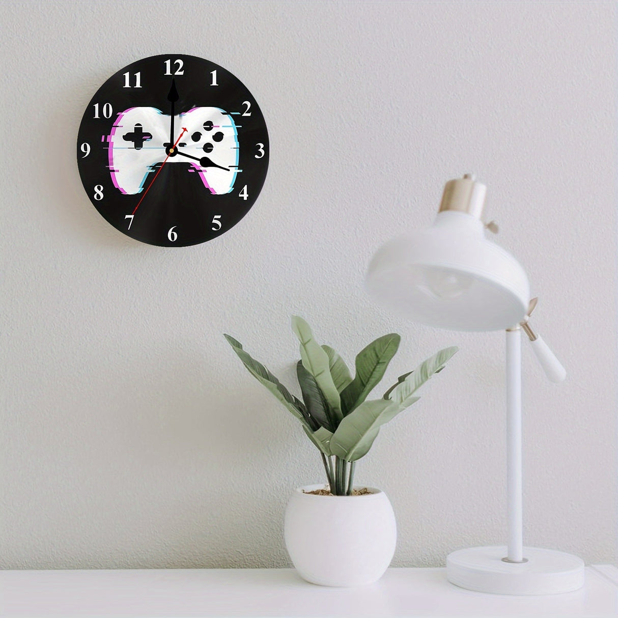 Rund Väggklocka för Spelare - Träkeramik med Batteri, 25.4 cm Carvallo