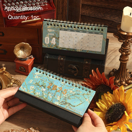 Skrivbords kalender med vintage konstdesign Carvallo