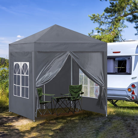 Trädgårdsgazebo Grå Stål Utomhus Festtält Carvallo