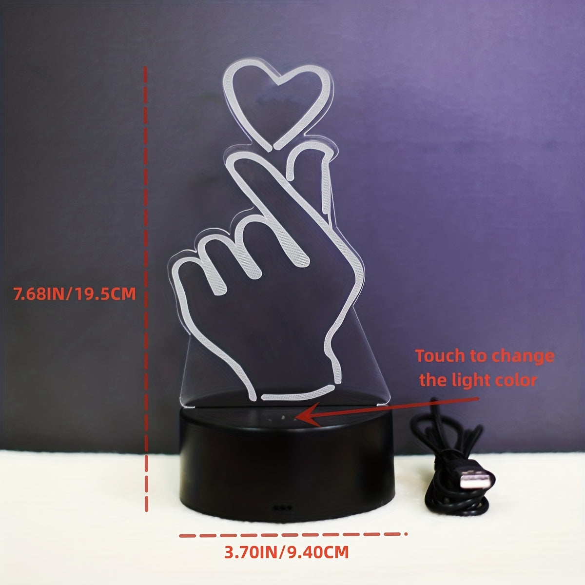 IllumiHeart - 7-färgers LED-nattlampa med touchkontroll Carvallo