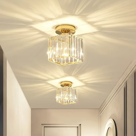 CrystalLuxe - Modern E27 LED Taklampa, Svart Guld med Kristallglas Carvallo