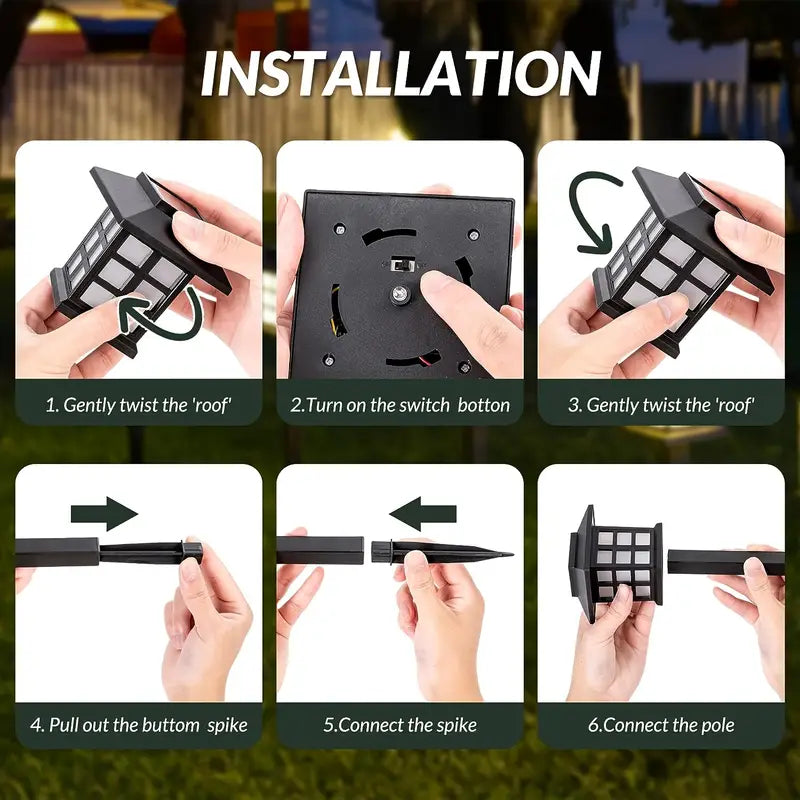 Solarträdgårdslampor i lykstilstil – Vattentålig LED-vägbelysning för utomhusområden Carvallo