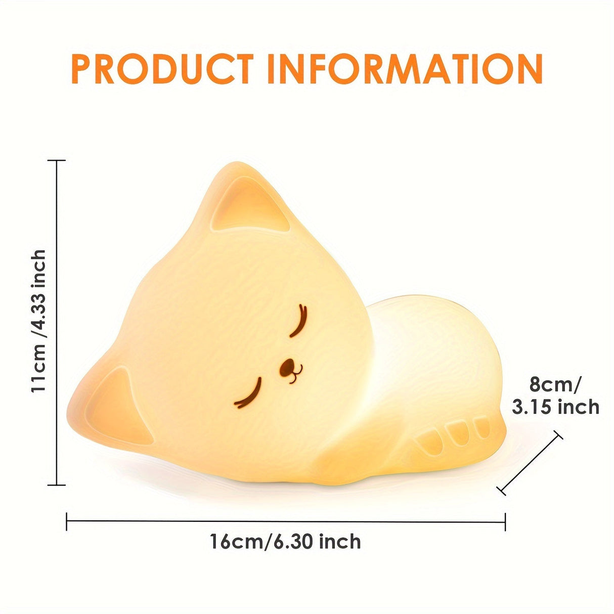 KittyGlow - Söt Kattnattlampa med Fjärrkontroll och USB Laddningsbar Silikonlampa Carvallo