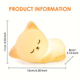 KittyGlow - Söt Kattnattlampa med Fjärrkontroll och USB Laddningsbar Silikonlampa Carvallo