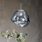 Modern taklampa i silver/röd glas 1 lampa matplats plafondlampa Carvallo