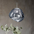 Modern taklampa i silver/röd glas 1 lampa matplats plafondlampa Carvallo