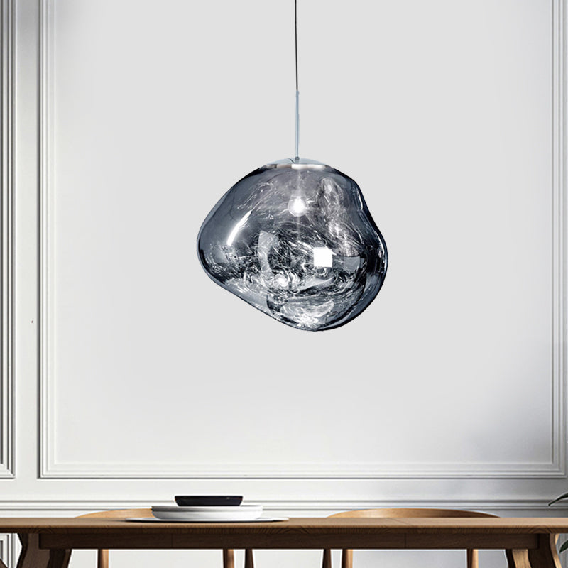 Modern taklampa i silver/röd glas 1 lampa matplats plafondlampa Carvallo