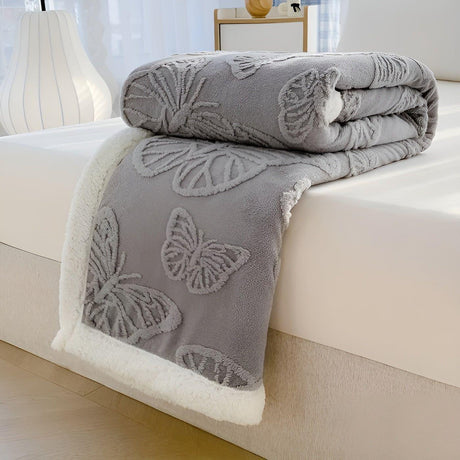 ButterflyDream Blanket - Stilig broderad fjärilsfilt av varmt fleece Carvallo