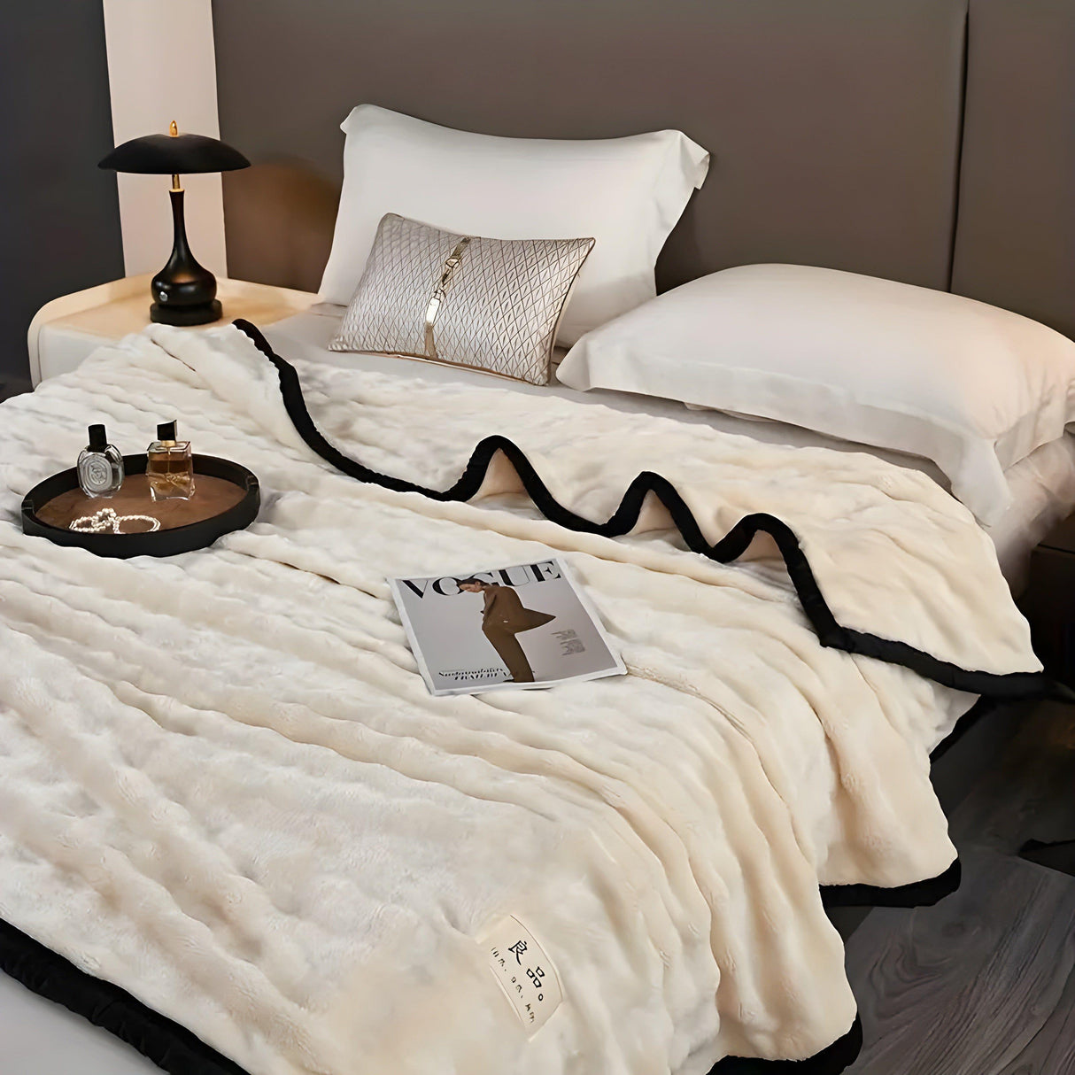 SoftSerenity Sängkläder Set - Lyxig Kaninfäll Plyschfilt Carvallo