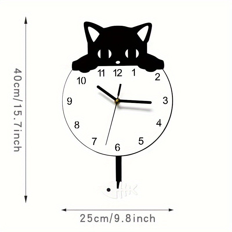 Purrfect Time Stilig Svängande Katt Väggeklocka Modern Design Carvallo