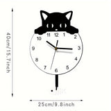Purrfect Time Stilig Svängande Katt Väggeklocka Modern Design Carvallo