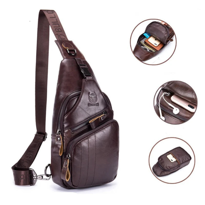 Herrarnas läder bröstmeddelandepåse Carvallo