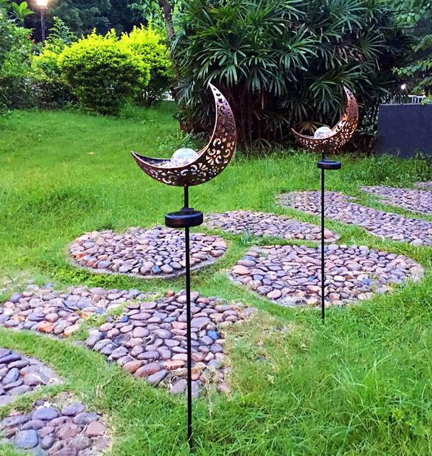 Solar trädgårdslampa i metall - Vattentät LED-design i måne-, låga-, sol- eller stjärnform Carvallo