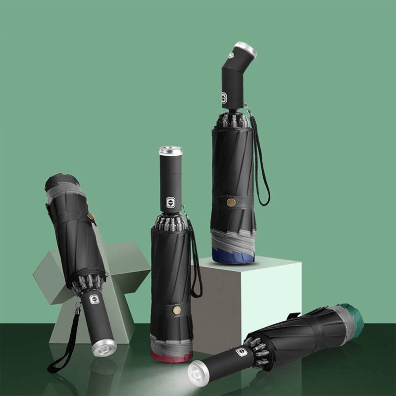 Hopfällbar Paraply med LED-ficklampa-Personligt-BB-Hemnix