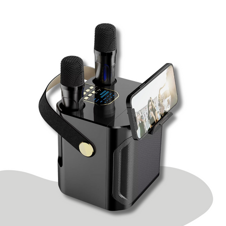 Carvallo – Bärbar karaokehögtalare med omslutande ljud och trådlösa mikrofoner Carvallo