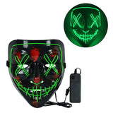 LED Skräckmask för Halloween & Maskerad | Purge-Inspirerad Blinkande Mask med 3 Ljuslägen – Justerbar & Säker EL-Wire Design-Utklädnad-BB-Grön-Hemnix