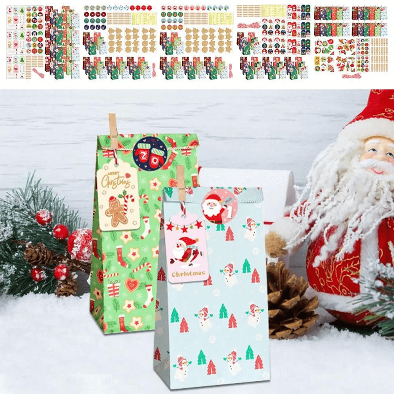 24x Flerfärgade Julklappspåsar - Färdiga Presentpåsar-Jul-BB-Hemnix