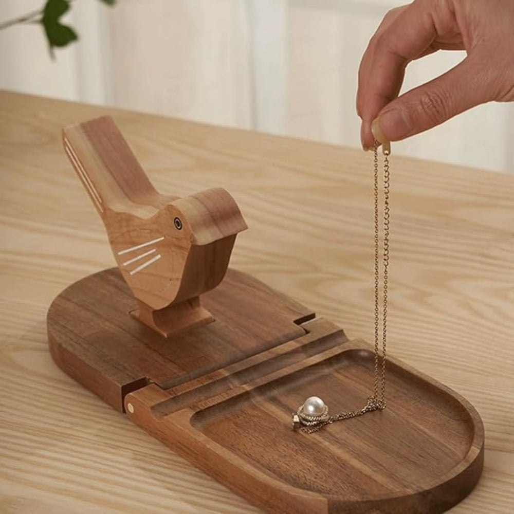 Sparrow Bird Trä Multi-Användning Bokstöd Carvallo