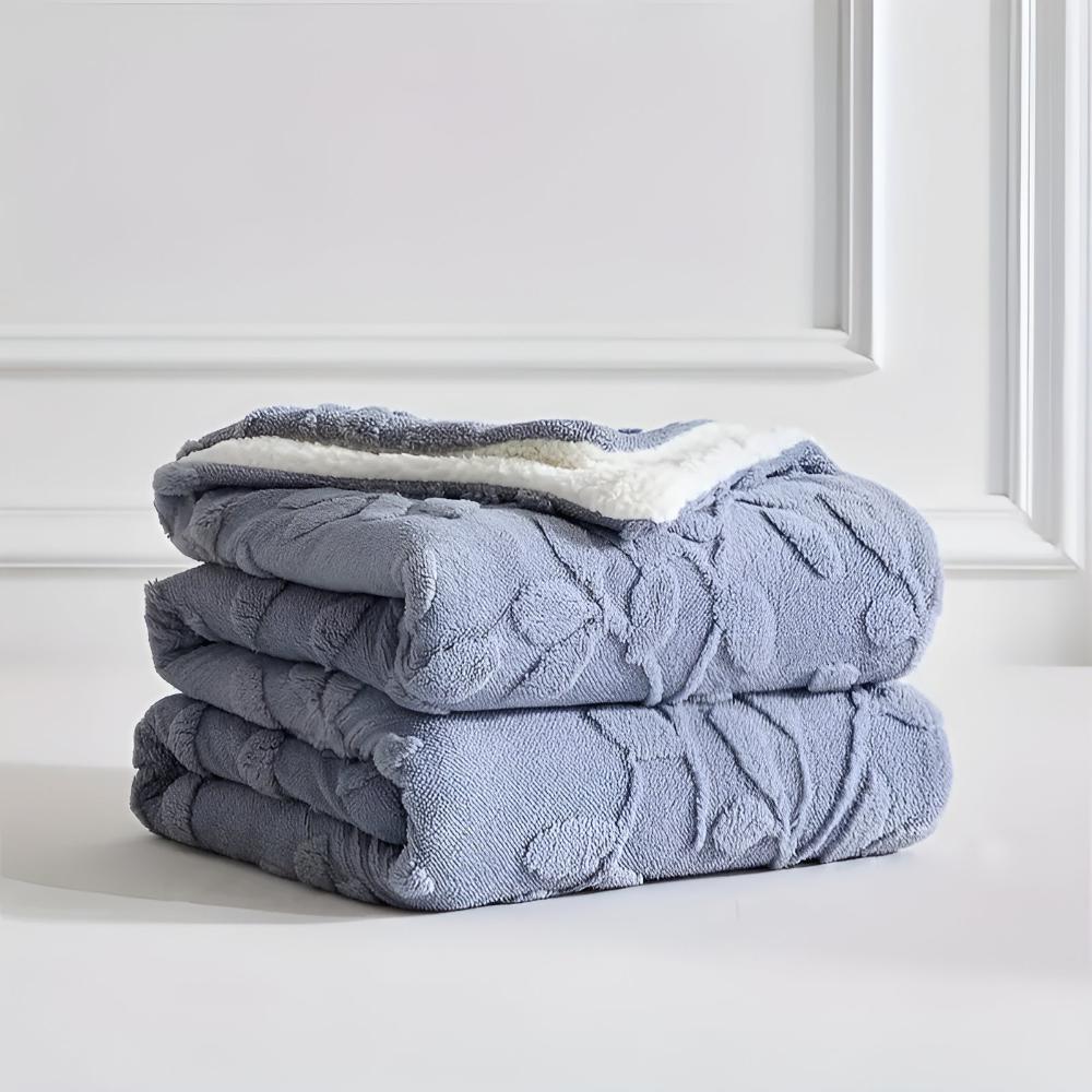 Cozy Leaf Motif Sherpa Filt Carvallo