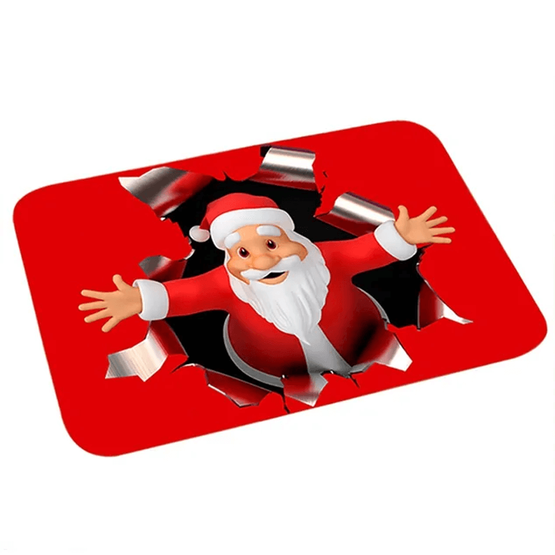 60x40 cm Välkomnande Julmatta i Flanell - God Julstämning, Jultomte, Stjärna, Renar-Jul-BB-Välkommen jultomte-Hemnix