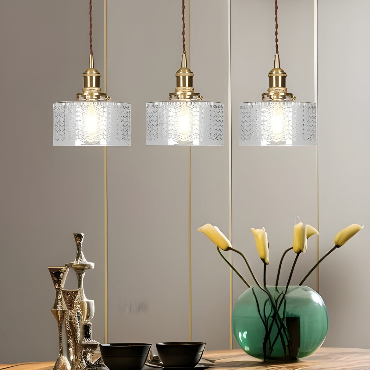 CrystalWave Light – Retro Kort Cylinder LED Hänglampa Carvallo