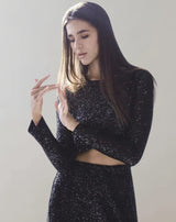 Dam Crop Top Glittrande Polyester Elastan