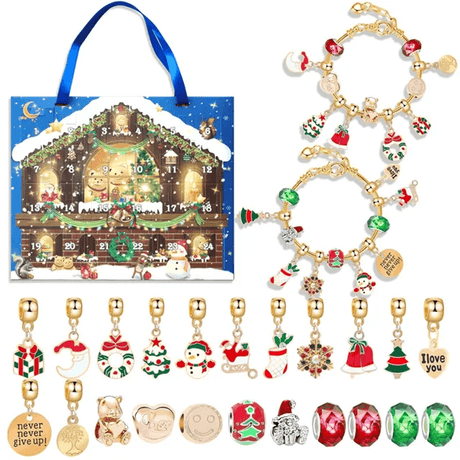 24 Dagar Julens Adventskalender Smyckesask - Berlocksarmband DIY-Jul-BB-Set 5-Hemnix