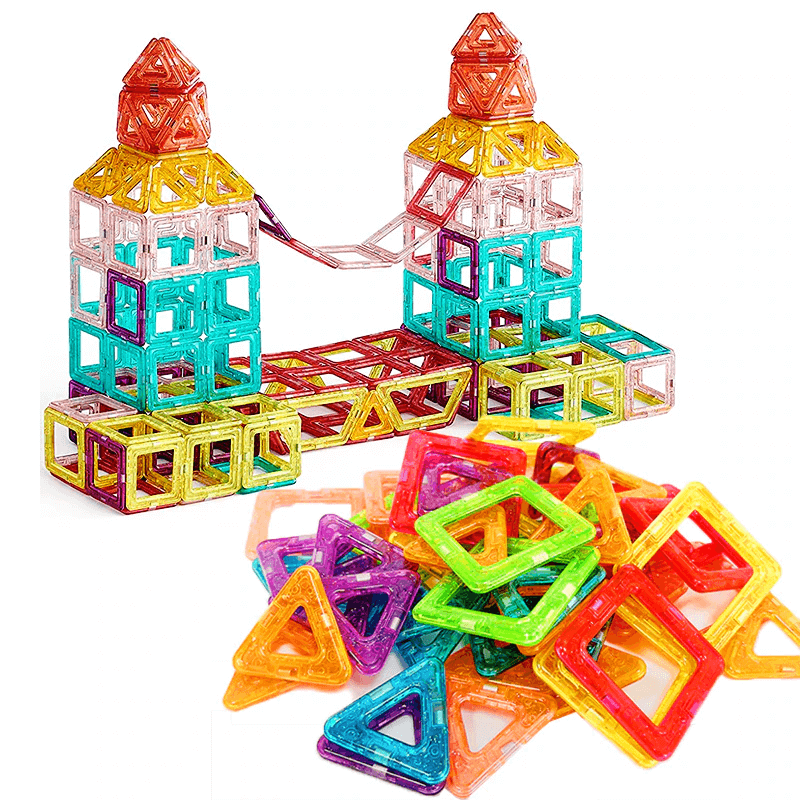 Magnetiska Byggklossar - Montessori Magnetset för Kreativ Lek, Konstruktion och Lärande, Perfekta Pedagogiska Leksaker för Barn-Byggsats-BB-Hemnix