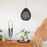Boho Rattan Handvävd Svart Taklampa Carvallo