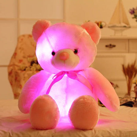 LED Lysande Blinkande Nallebjörn i Plysch Söta Mysiga-Barn-BB-32 cm-Rosa-Hemnix