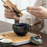 Keramisk japansk roterande tekanna premiumset Carvallo