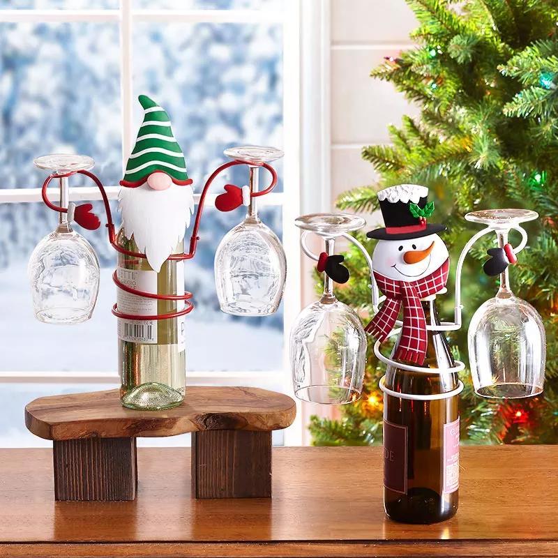 Festliga Cheers Vin glas hållare – Tomte & Snögubbe design för festliga bord Carvallo