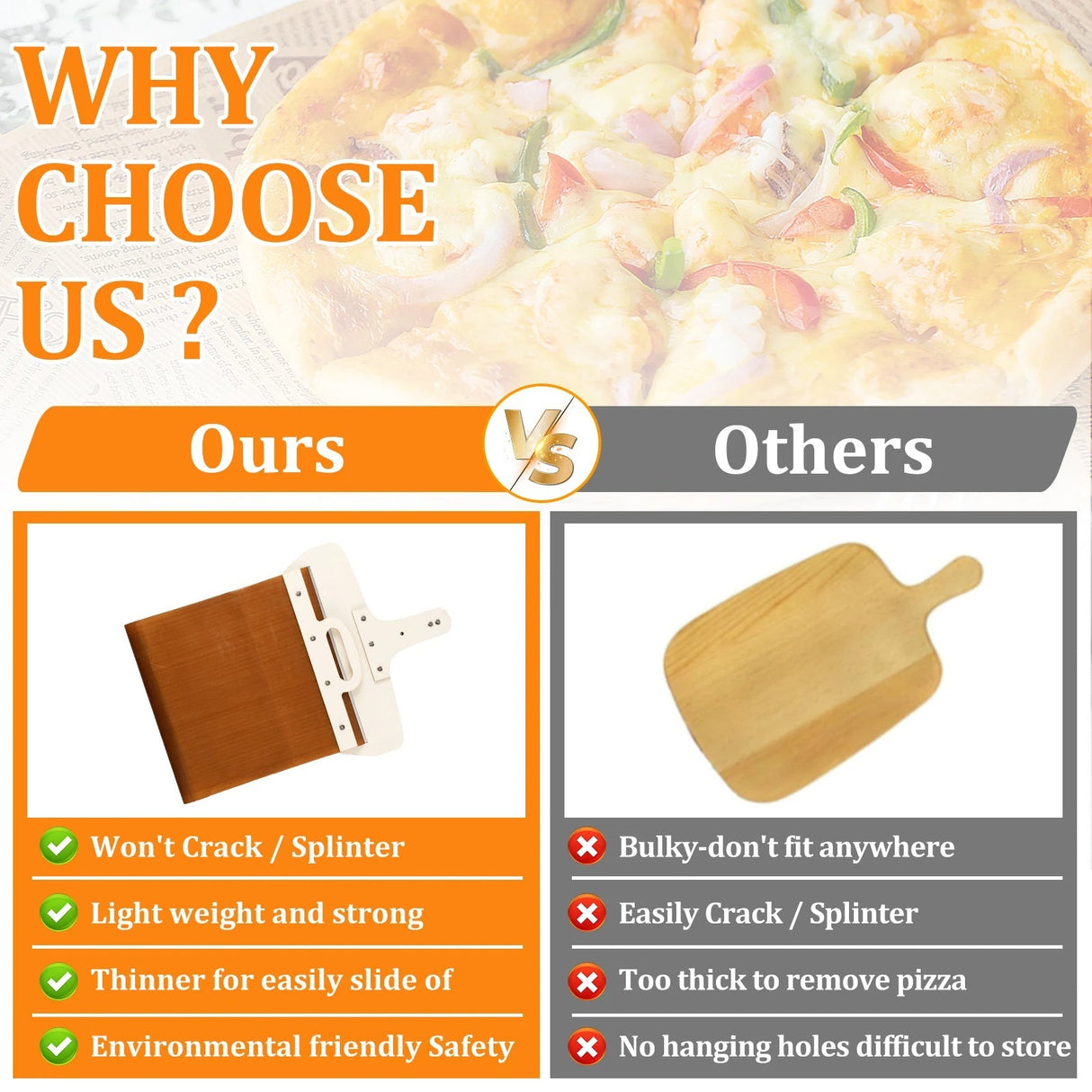 Glidande Pizzaspade – Enkelt Överför och Servera Din Pizza Carvallo