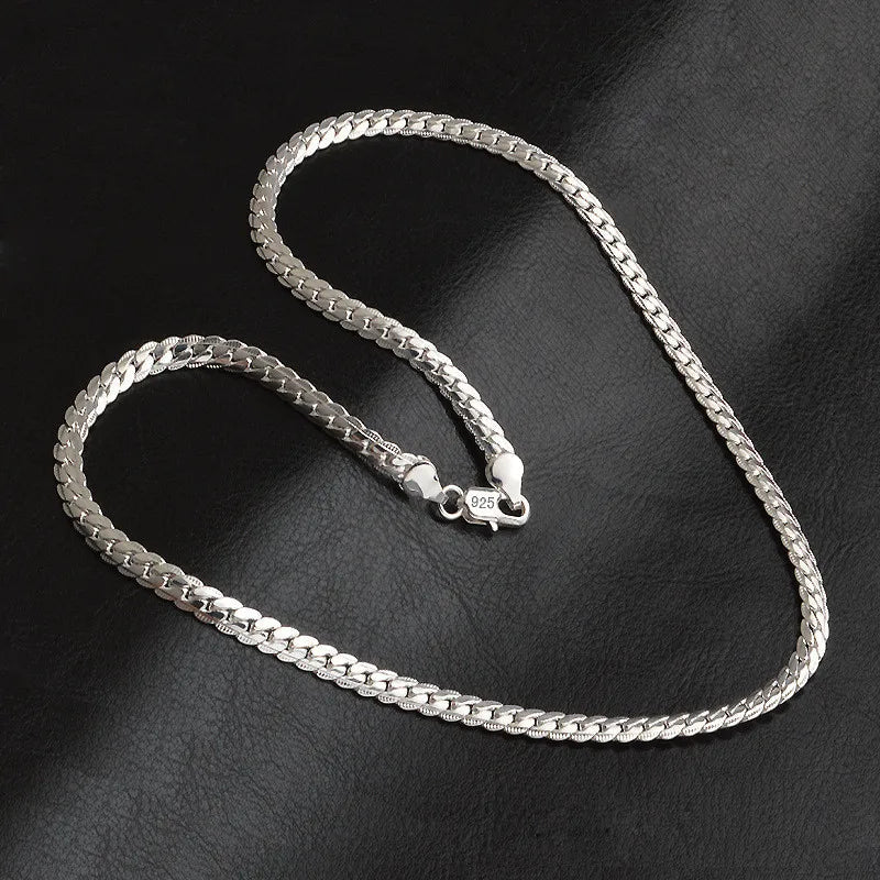Sterling Silver Platt Kedja Halsband för Kvinnor Carvallo