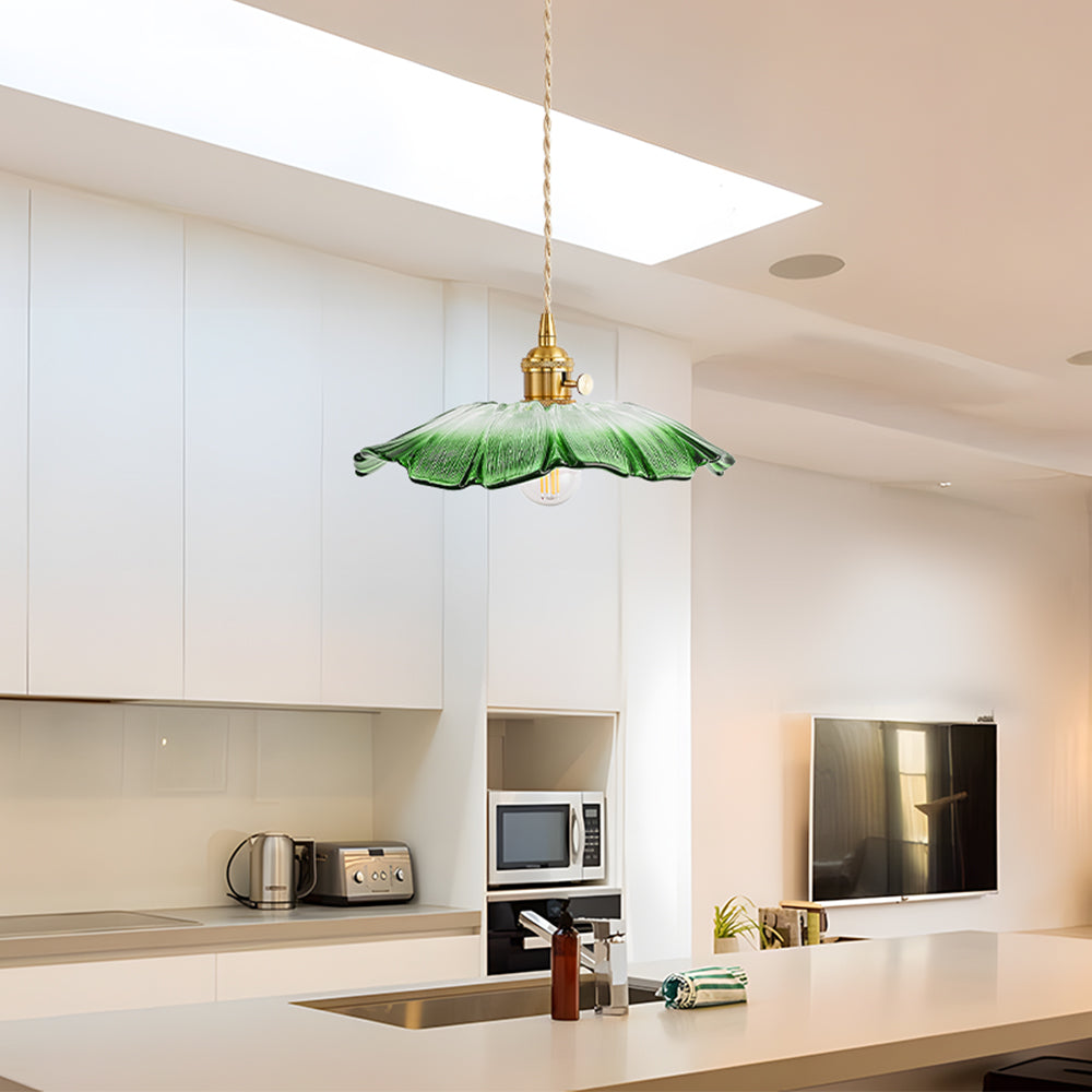 Vintage Floral Glass Pendant Light | Retro Elegance | Warm Glow | Justerbar Hängande | Brick by Brick Carvallo