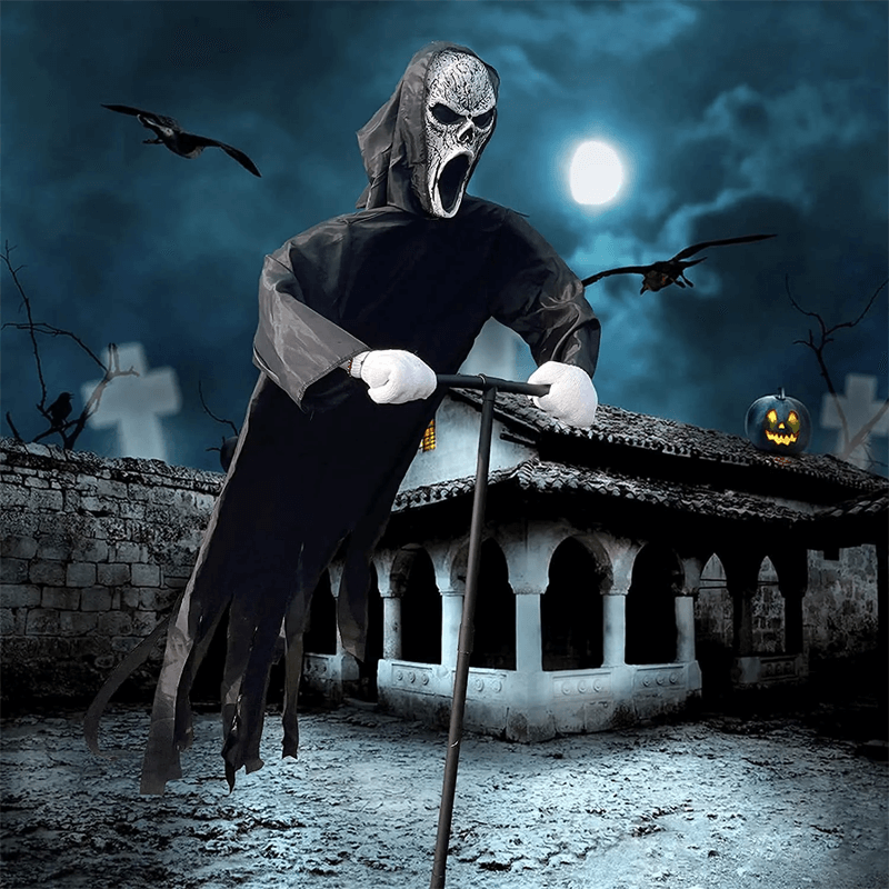 Läskig Spökfågelskrämma – Halloween Dekoration för Trädgård och Gård, Skrämmande Fågelskrämma som Svänger i Vinden-halloween-BB-Hemnix