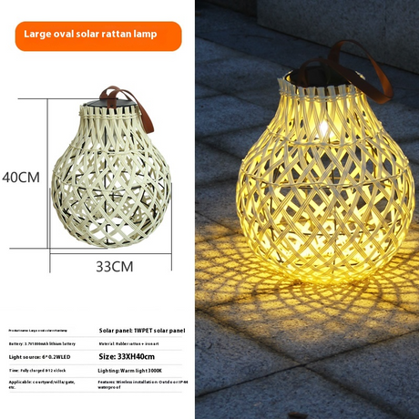 Solar LED Rattanlampa – Stor utomhusbelysning i oval design för trädgård och terrass Carvallo