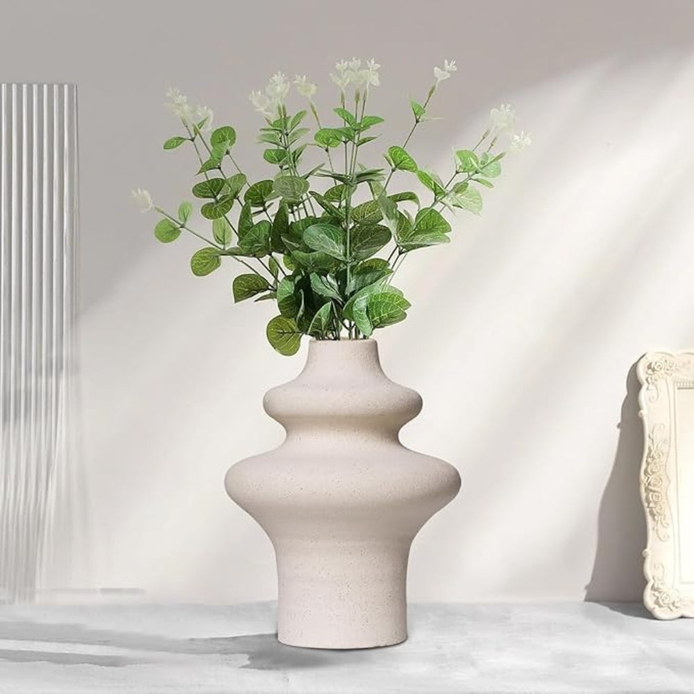 Nordisk Beige Keramisk Blomkruka Carvallo